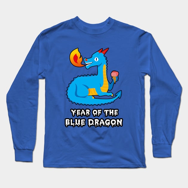 🐲 2024 Year of the Cute Blue Dragon Long Sleeve T-Shirt by Pixoplanet